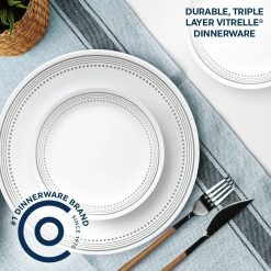 Alternative view of Corelle Durable Dinnerware Mystic Gray 18-piece Mugless Dinnerware Set, Service for 6