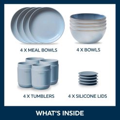 Alternative view of Corelle Durable Dinnerware Stoneware 16-piece Dinnerware Set, Service for 4, Nordic Blue